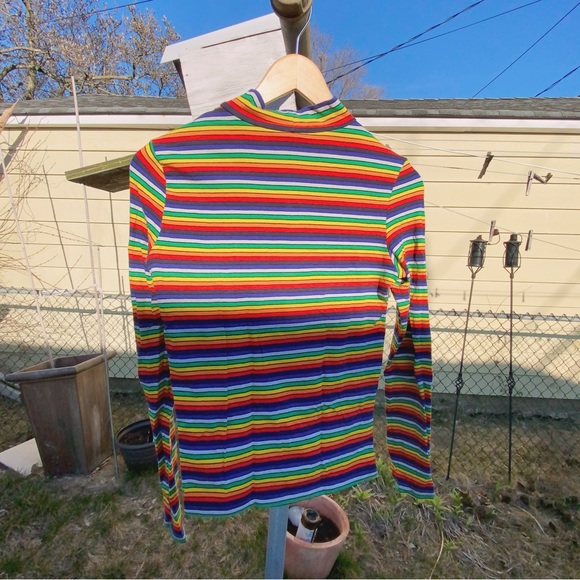 Monki Rainbow Striped Mock Neck top (BOGO!!) - Picture 2 of 5